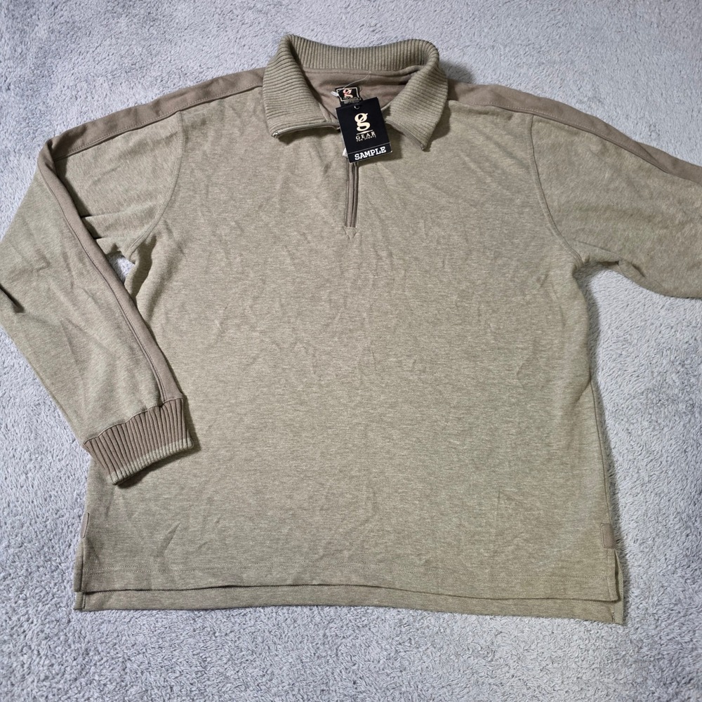 Gear For Sports Mens L Quarter‎ Zip Pullover Tarragon Green Cotton Blend Overlay